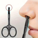 1PC Silver Mirror Light Black round Head Safety Nose Hair Scissors Neutral Stainless Steel Scissors
